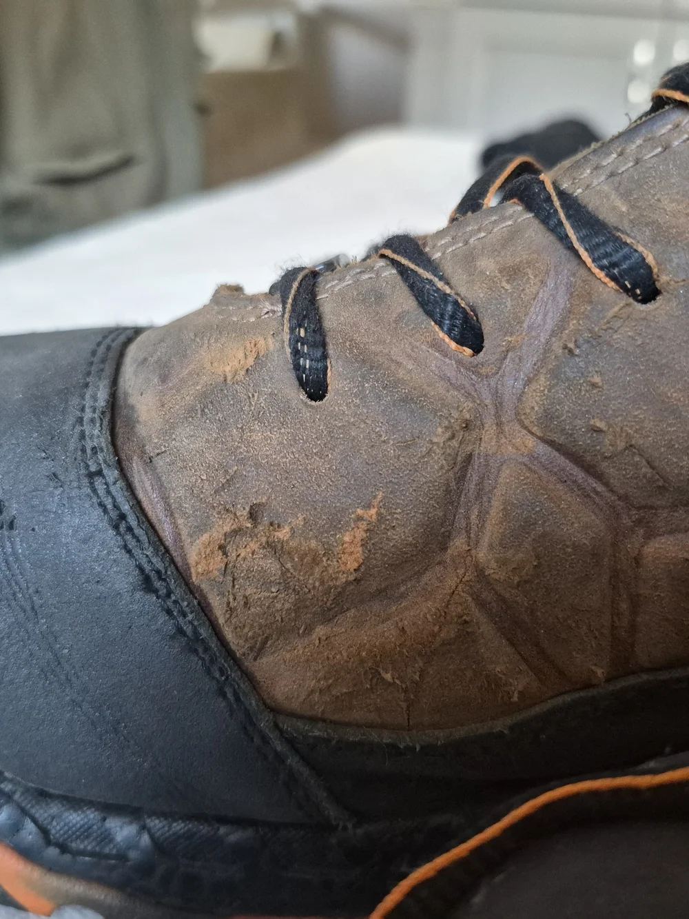 Lugz Men's Brown and Black Footrest 2.0 Lace-Up Work Boots with Orange Accents